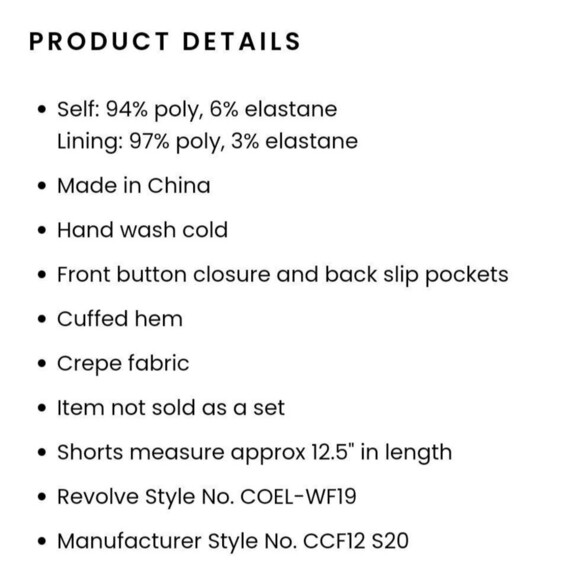 Camila Coelho Revolve Paulina Short L in Ivory MSRP $128 High Rise - Button Fly - Picture 8 of 8